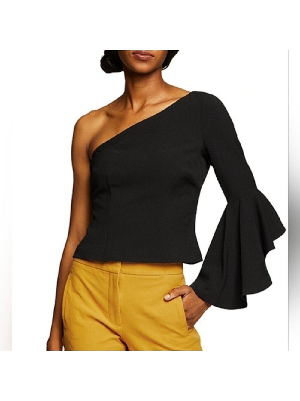Eliza J One Shoulder Fitted Top with Bell Sleeve Size 6 - New With Tags